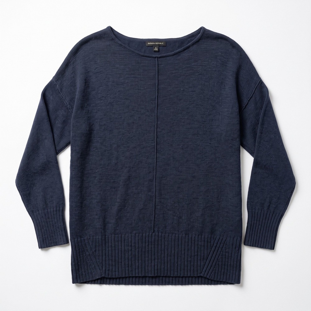 Banana Republic XL Womens Navy Blue Linen Blend Pullover Sweater Casual Boho